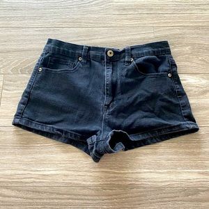 High waisted Black Jean Shorts